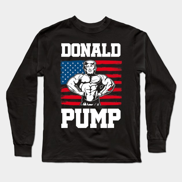 Donald Trump Pump Gym Fitness Workout exercice Long Sleeve T-Shirt by Jessica Co